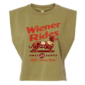 Wiener Rides Free Today Only Funny Wiener Garment-Dyed Women's Muscle Tee