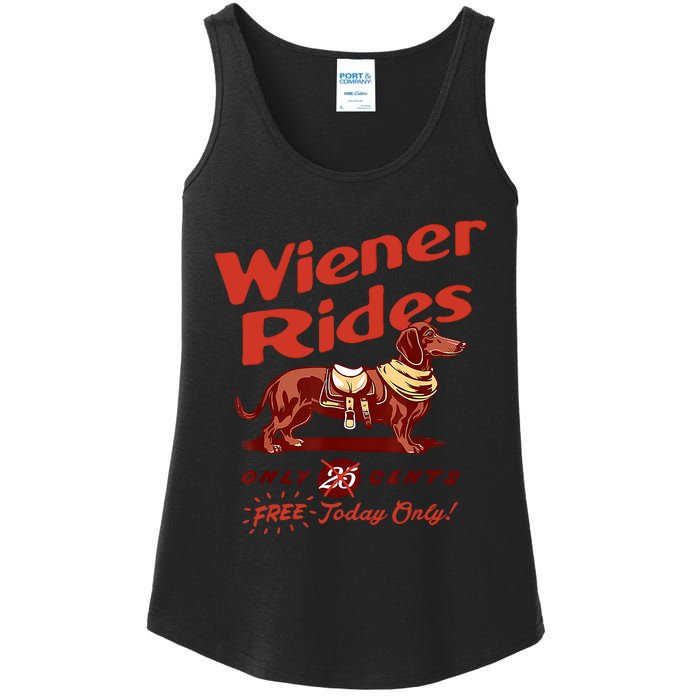 Wiener Rides Free Today Only Funny Wiener Ladies Essential Tank