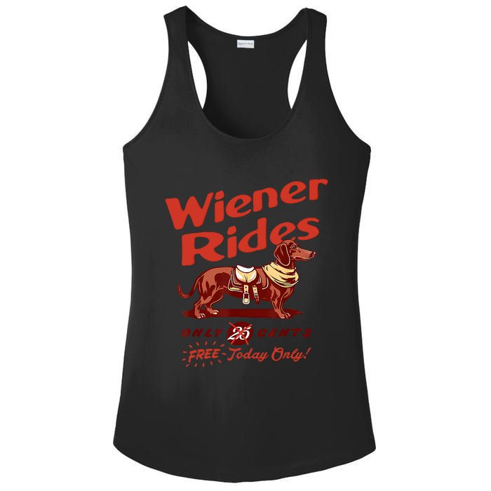 Wiener Rides Free Today Only Funny Wiener Ladies PosiCharge Competitor Racerback Tank