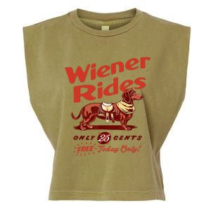 Wiener Rides Free Today Only Funny Wiener Garment-Dyed Women's Muscle Tee