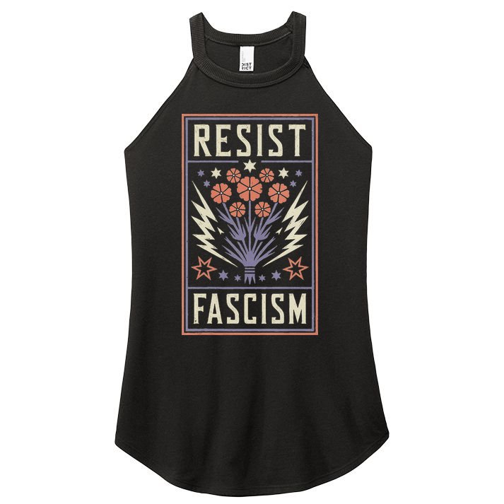 Womens Resist Fascism Protest Trump Anti Trump Women's Perfect Tri Rocker Tank