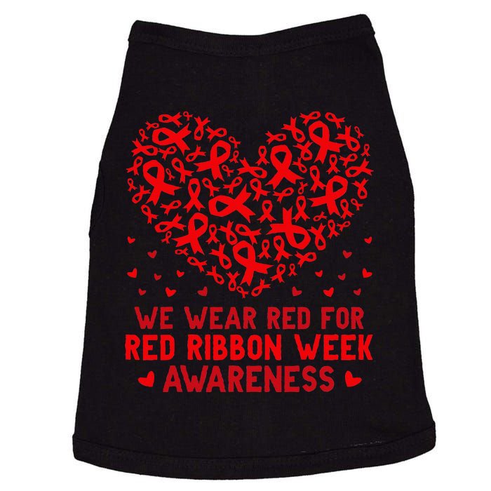 Wear Red For Red Ribbon Week Awareness Drug Free Cute Hearts Doggie Tank