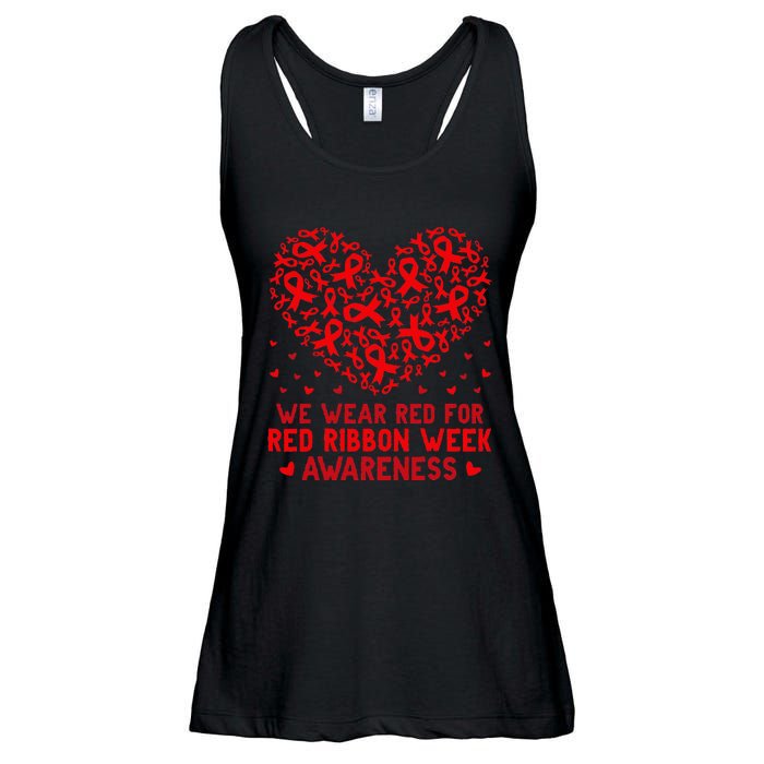 Wear Red For Red Ribbon Week Awareness Drug Free Cute Hearts Ladies Essential Flowy Tank