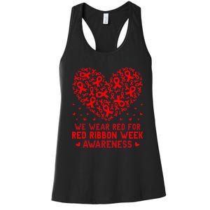 Wear Red For Red Ribbon Week Awareness Drug Free Cute Hearts Women's Racerback Tank