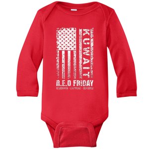 Wear Red for Deployed Kuwait R.E.D. Friday Flag Gift Baby Long Sleeve Bodysuit