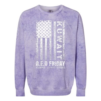 Wear Red for Deployed Kuwait R.E.D. Friday Flag Gift Colorblast Crewneck Sweatshirt