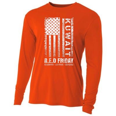 Wear Red for Deployed Kuwait R.E.D. Friday Flag Gift Cooling Performance Long Sleeve Crew