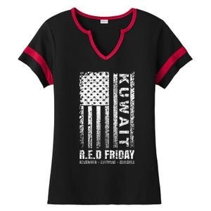 Wear Red for Deployed Kuwait R.E.D. Friday Flag Gift Ladies Halftime Notch Neck Tee