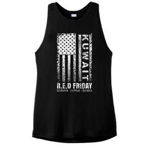 Wear Red for Deployed Kuwait R.E.D. Friday Flag Gift Ladies PosiCharge Tri-Blend Wicking Tank