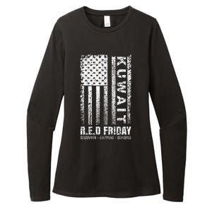 Wear Red for Deployed Kuwait R.E.D. Friday Flag Gift Womens CVC Long Sleeve Shirt