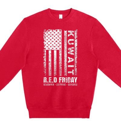 Wear Red for Deployed Kuwait R.E.D. Friday Flag Gift Premium Crewneck Sweatshirt