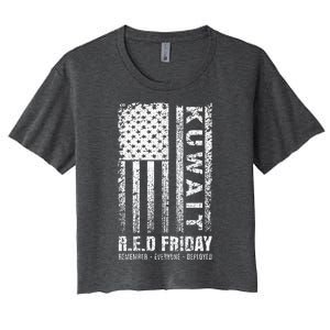 Wear Red for Deployed Kuwait R.E.D. Friday Flag Gift Women's Crop Top Tee