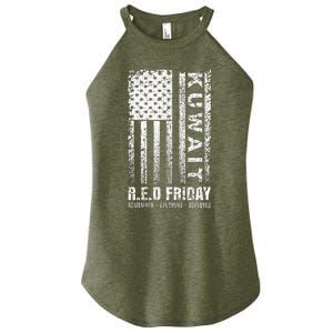 Wear Red for Deployed Kuwait R.E.D. Friday Flag Gift Women's Perfect Tri Rocker Tank