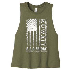 Wear Red for Deployed Kuwait R.E.D. Friday Flag Gift Women's Racerback Cropped Tank