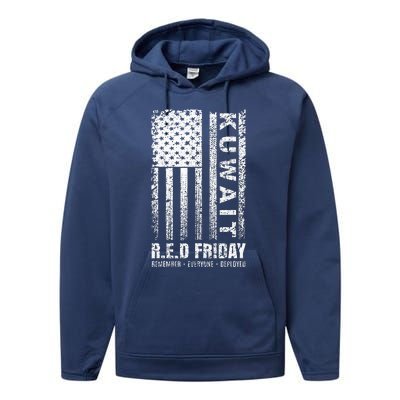 Wear Red for Deployed Kuwait R.E.D. Friday Flag Gift Performance Fleece Hoodie