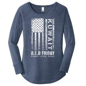 Wear Red for Deployed Kuwait R.E.D. Friday Flag Gift Women's Perfect Tri Tunic Long Sleeve Shirt