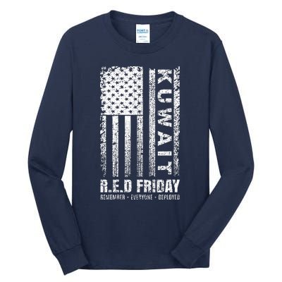 Wear Red for Deployed Kuwait R.E.D. Friday Flag Gift Tall Long Sleeve T-Shirt