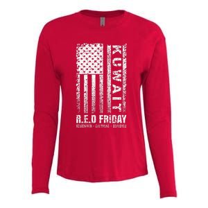 Wear Red for Deployed Kuwait R.E.D. Friday Flag Gift Womens Cotton Relaxed Long Sleeve T-Shirt