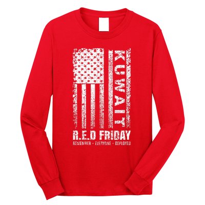 Wear Red for Deployed Kuwait R.E.D. Friday Flag Gift Long Sleeve Shirt