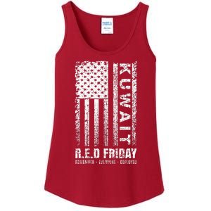 Wear Red for Deployed Kuwait R.E.D. Friday Flag Gift Ladies Essential Tank