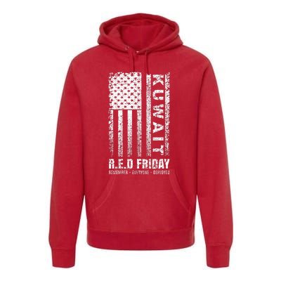 Wear Red for Deployed Kuwait R.E.D. Friday Flag Gift Premium Hoodie