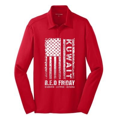 Wear Red for Deployed Kuwait R.E.D. Friday Flag Gift Silk Touch Performance Long Sleeve Polo