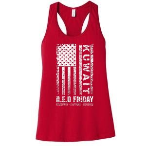 Wear Red for Deployed Kuwait R.E.D. Friday Flag Gift Women's Racerback Tank