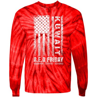 Wear Red for Deployed Kuwait R.E.D. Friday Flag Gift Tie-Dye Long Sleeve Shirt