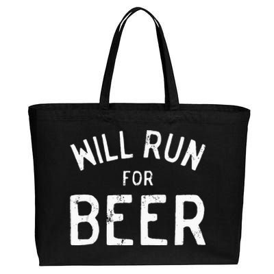 Will Run For Beer For Beer Drinking Runners Cotton Canvas Jumbo Tote