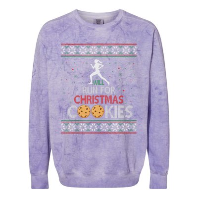 Will Run For Christmas Cookies Lady Runners Workout Gift Colorblast Crewneck Sweatshirt