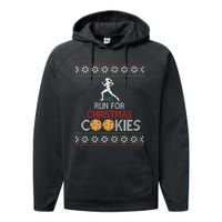 Will Run For Christmas Cookies Lady Runners Workout Gift Performance Fleece Hoodie