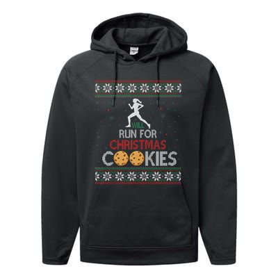 Will Run For Christmas Cookies Lady Runners Workout Gift Performance Fleece Hoodie