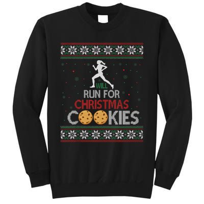 Will Run For Christmas Cookies Lady Runners Workout Gift Sweatshirt