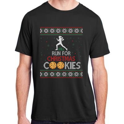 Will Run For Christmas Cookies Lady Runners Workout Gift Adult ChromaSoft Performance T-Shirt