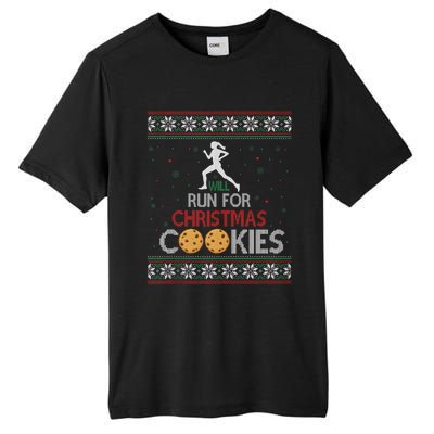 Will Run For Christmas Cookies Lady Runners Workout Gift Tall Fusion ChromaSoft Performance T-Shirt