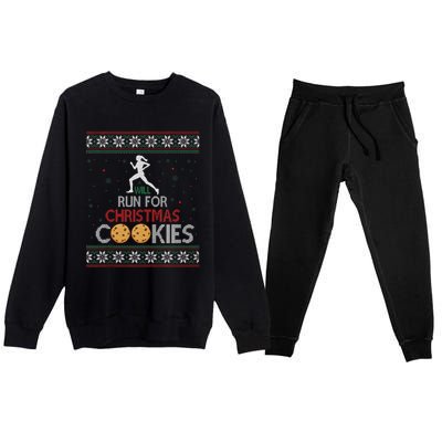 Will Run For Christmas Cookies Lady Runners Workout Gift Premium Crewneck Sweatsuit Set