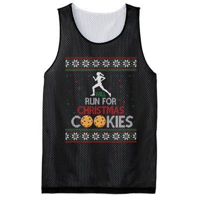 Will Run For Christmas Cookies Lady Runners Workout Gift Mesh Reversible Basketball Jersey Tank