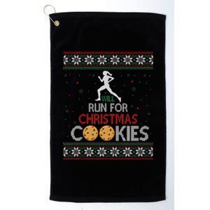 Will Run For Christmas Cookies Lady Runners Workout Gift Platinum Collection Golf Towel