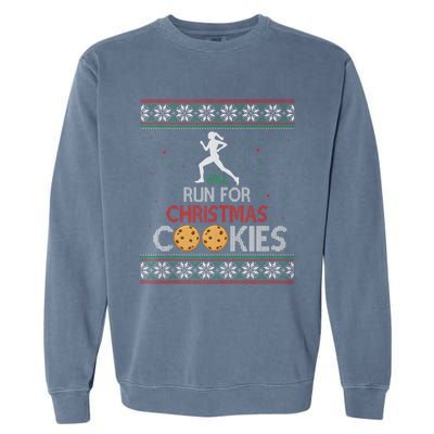 Will Run For Christmas Cookies Lady Runners Workout Gift Garment-Dyed Sweatshirt