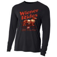 Wiener Rides Free Today Only Funny Wiener Cooling Performance Long Sleeve Crew