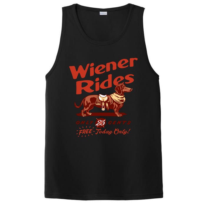 Wiener Rides Free Today Only Funny Wiener PosiCharge Competitor Tank