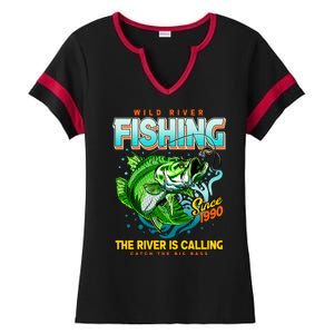 Wild River Fishing The River Is Calling Catch The Big Bass Since 1990 Ladies Halftime Notch Neck Tee