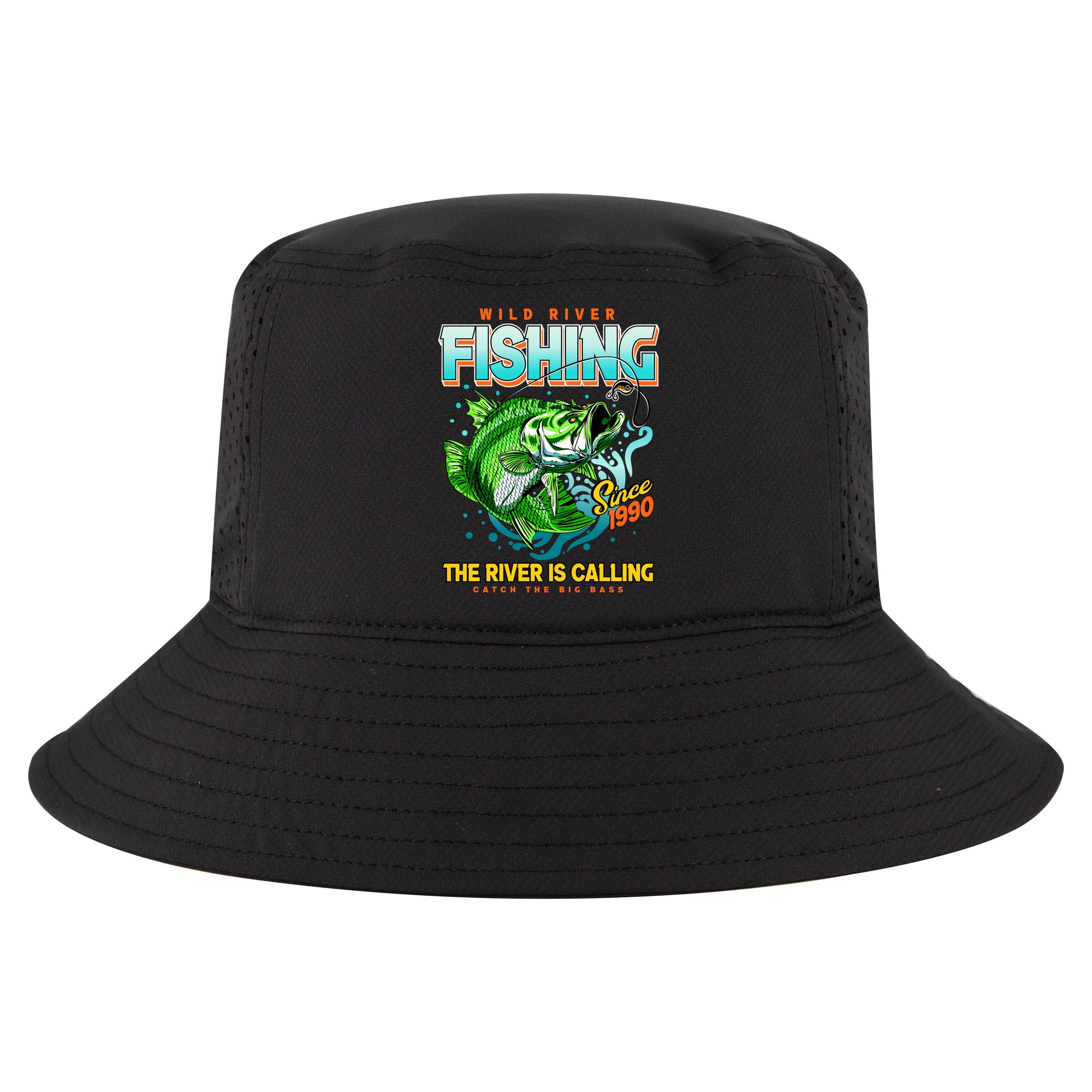 Wild River Fishing The River Is Calling Catch The Big Bass Since 1990 Cool Comfort Performance Bucket Hat