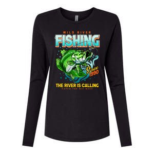 Wild River Fishing The River Is Calling Catch The Big Bass Since 1990 Womens Cotton Relaxed Long Sleeve T-Shirt