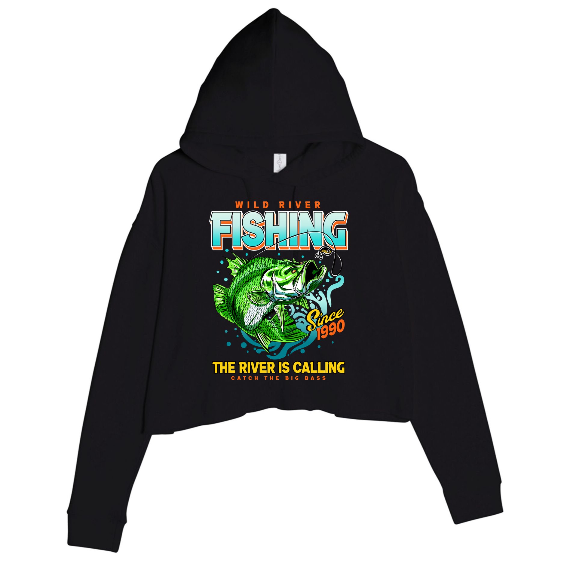 Wild River Fishing The River Is Calling Catch The Big Bass Since 1990 Crop Fleece Hoodie