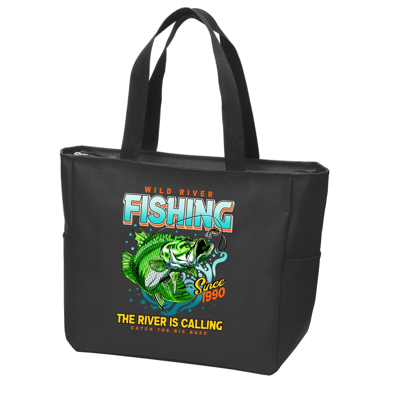 Wild River Fishing The River Is Calling Catch The Big Bass Since 1990 Zip Tote Bag