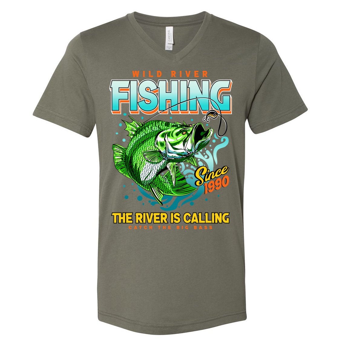 Wild River Fishing The River Is Calling Catch The Big Bass Since 1990 V-Neck T-Shirt