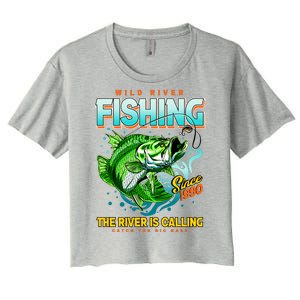 Wild River Fishing The River Is Calling Catch The Big Bass Since 1990 Women's Crop Top Tee