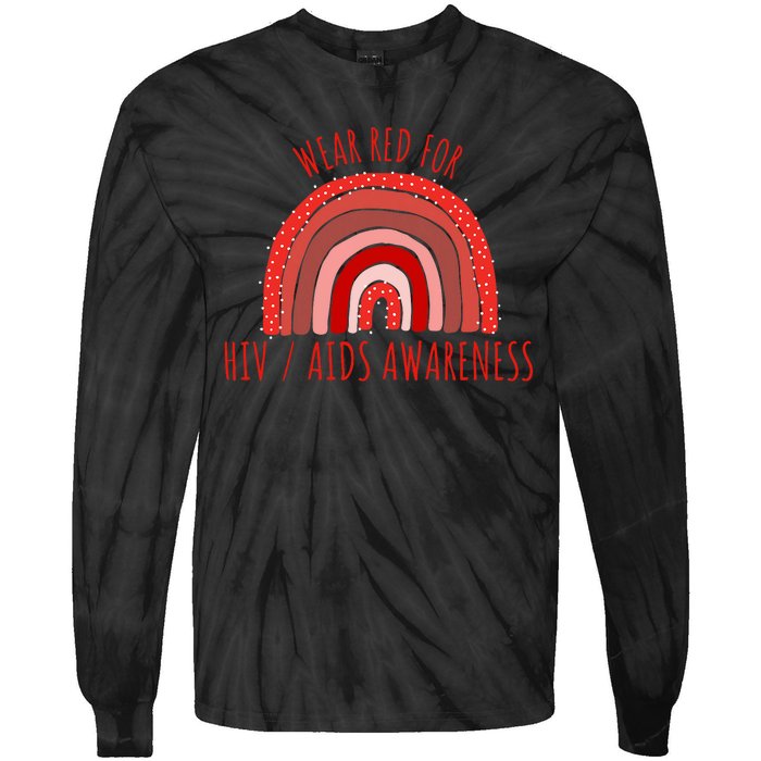 Wear Red For Hiv Aids Awareness Hiv Aids Tie-Dye Long Sleeve Shirt