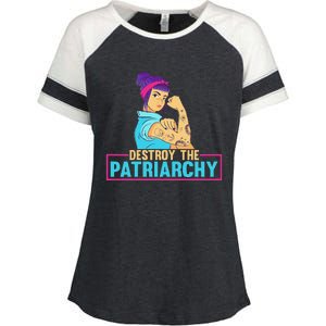 Womens Radical Feminist Feminism Destroy The Patriarchy Enza Ladies Jersey Colorblock Tee